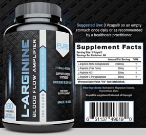 img 2 attached to 💪 Препарат L-аргинина Pure Label Nutrition: Улучшает кровоток, сосудистость и мышечную силу с 2110 мг нитроксидного бустера высшего качества (180 капсул)