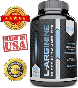 img 1 attached to 💪 Препарат L-аргинина Pure Label Nutrition: Улучшает кровоток, сосудистость и мышечную силу с 2110 мг нитроксидного бустера высшего качества (180 капсул)