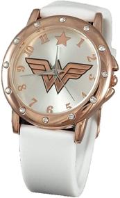 img 4 attached to Часы Wonder Woman из белого каучука с корпусом из розового золота - WOW5006