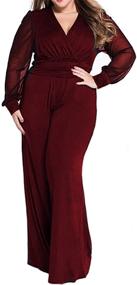 img 1 attached to 6650 Plus Sleeves Jumpsuit Black Women's Clothing