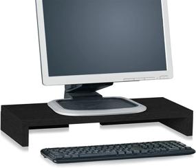 img 4 attached to Way Basics TV PC Desktop Computer Monitor Stand Screen Riser - Tool-Free Assembly, Sustainable Non-Toxic zBoard Paperboard, Black Wood Grain Finish