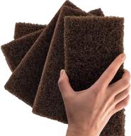 🧽 get rid of stubborn grime with heavy duty xl brown scouring pad 5 pack - large multipurpose nylon scrubbing sponges for bathrooms, kitchens, counters, and floors logo