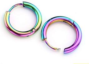 img 2 attached to Hoop Earrings Set in Multiple Colors - Titanium Steel, Classic Circle Design, Sizes 10mm, 12mm, 💍 and 14mm - Surgical Steel, 3 Pair Gift for Women and Girls - Comes with Jewelry Box (F1812)