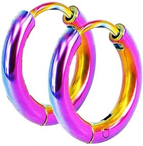 img 1 attached to Hoop Earrings Set in Multiple Colors - Titanium Steel, Classic Circle Design, Sizes 10mm, 12mm, 💍 and 14mm - Surgical Steel, 3 Pair Gift for Women and Girls - Comes with Jewelry Box (F1812)