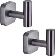 🛁 set of 2 gun metal stainless steel wall mounted robe towel hooks for bathroom, hand towel, coat, and clothes logo