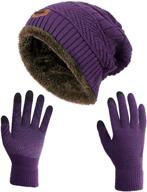 hindawi winter slouchy beanie gloves for women - knit hats/skull caps with touch screen mittens logo