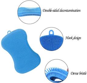 img 2 attached to Silicone Sponge Dish Sponge: Reusable Double Sided Dish Washing Scrubber – Multi-Use Food Grade Dish Sponges Brushes for Kitchen Cleaning (3 Pack)