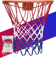 2021 professional on-court quality xxxyyy basketball net replacement - heavy duty [6.88 ounce], designed for outdoor indoor standard rims, all-weather anti whip - 12 loops (red white blue) логотип