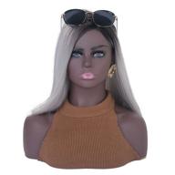 authentic female mannequin head with shoulders - display manikin head for wigs, jewelry, makeup, hats, sunglasses logo