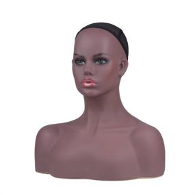 img 2 attached to Authentic Female Mannequin Head with Shoulders - Display Manikin Head for Wigs, Jewelry, Makeup, Hats, Sunglasses