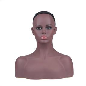 img 3 attached to Authentic Female Mannequin Head with Shoulders - Display Manikin Head for Wigs, Jewelry, Makeup, Hats, Sunglasses