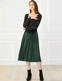 img 1 attached to 👗 Velvet Pleated Swing Midi Skirt for Women - Allegra K High Elastic Waist