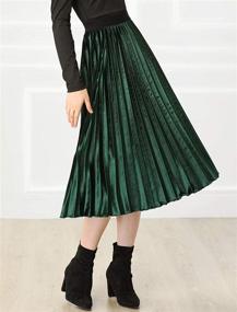 img 3 attached to 👗 Velvet Pleated Swing Midi Skirt for Women - Allegra K High Elastic Waist