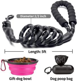 img 1 attached to 🐾 COOYOO 2 Pack Heavy Duty Dog Leash - 5 FT Reflective Leash with Comfortable Padded Handle - Ideal for Medium to Large Dogs + Bonus Collapsible Pet Bowl