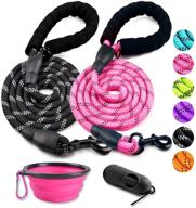 🐾 cooyoo 2 pack heavy duty dog leash - 5 ft reflective leash with comfortable padded handle - ideal for medium to large dogs + bonus collapsible pet bowl logo