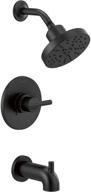 delta faucet nicoli 14 series single-handle tub and shower trim kit with 5-spray h2okinetic shower head - matte black, shower valve included (model: 144749-bl) logo