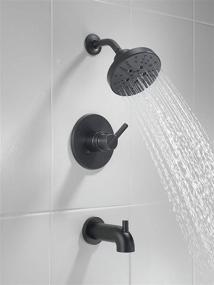 img 3 attached to Delta Faucet Nicoli 14 Series Single-Handle Tub and Shower Trim Kit with 5-Spray H2Okinetic Shower Head - Matte Black, Shower Valve Included (Model: 144749-BL)