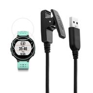 🔌 jiujoja garmin forerunner 235 charger, charging clip sync data cable and 2pcs free hd tempered glass screen protector - replacement charger for garmin forerunner 235 smart watch logo