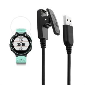 img 4 attached to 🔌 JIUJOJA Garmin Forerunner 235 Charger, Charging Clip Sync Data Cable and 2Pcs Free HD Tempered Glass Screen Protector - Replacement Charger for Garmin Forerunner 235 Smart Watch