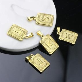 img 3 attached to 🌟 Ручная работа 18K настоящее желтое золото Первая буква ожерелья: Стильное кулон-монограмма A-Z для мужчин и женщин.