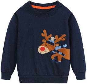 img 4 attached to 🦌 Cozy and Stylish FEDPOP Reindeer Sweatshirt for Boys: Crewneck Pullover in Trendy Design!