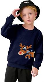 img 3 attached to 🦌 Cozy and Stylish FEDPOP Reindeer Sweatshirt for Boys: Crewneck Pullover in Trendy Design!