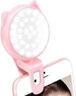 📸 ourry selfie clip-on ring light - mini rechargeable 9-level adjustable brightness with 32 leds, 2-8 hours usage, usb flash lighting for iphone/android cell phone photography, video, vlogging - pink logo