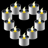 🎃 halloween solar tea lights: 10 pack of solar powered tealights for outdoor and indoor use - perfect for lanterns, camping, emergency, and home decor! (warm white) logo