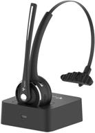 yamay wireless headset with noise cancelling mic - perfect for truck drivers, offices & home use - bluetooth, charging base, mute function - compatible with iphone, android, pc logo