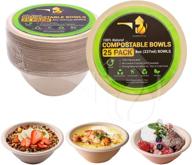25-pack 8oz compostable paper bowls - disposable for condiments, ice cream, chili, dessert, and chip dips - made from natural sugarcane bagasse - eco-friendly, biodegradable, microwave-safe logo