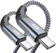 sweguard кабель usb type c 3.1a быстрой зарядки [2 шт., 6.6 футов + 6.6 футов], плетеный нейлоновый шнур для samsung galaxy s21 s20 s10, lg, moto и других устройств - серый логотип