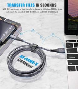 img 1 attached to Sweguard кабель USB Type C 3.1A быстрой зарядки [2 шт., 6.6 футов + 6.6 футов], плетеный нейлоновый шнур для Samsung Galaxy S21 S20 S10, LG, Moto и других устройств - серый