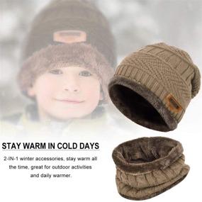 img 1 attached to 🧢 Superstar Kids Winter Hat and Circle Scarf Set – Knitted Beanie with Soft Fleece Lining – Cozy Skull Cap for Boys and Girls