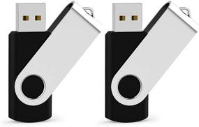 img 4 attached to 💾 JUANWE 64GB флэш-накопители USB 2 шт - Флэшка USB 2.0 с поворотным механизмом, дизайном с ключом, светодиодным индикатором - Черный