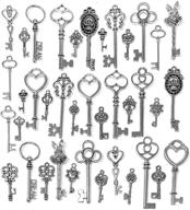 💍 40pcs antique silver key charms for diy jewelry making supplies - vintage skeleton key pendants by jialeey: perfect for necklaces, wedding favors, and more! logo