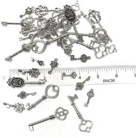 img 3 attached to 💍 40PCS Antique Silver Key Charms for DIY Jewelry Making Supplies - Vintage Skeleton Key Pendants by JIALEEY: Perfect for Necklaces, Wedding Favors, and More!