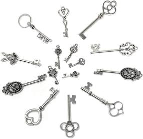 img 2 attached to 💍 40PCS Antique Silver Key Charms for DIY Jewelry Making Supplies - Vintage Skeleton Key Pendants by JIALEEY: Perfect for Necklaces, Wedding Favors, and More!