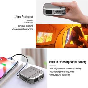img 1 attached to Portable Pocket 3D Movie Projector Rechargeable Battery Auto Keystone Mini Pico DLP Projector WiFi Airplay HDMI Wireless Screen Mirroring For IOS/Android/Laptop/TV Stick Indoor Outdoor Travel Camping