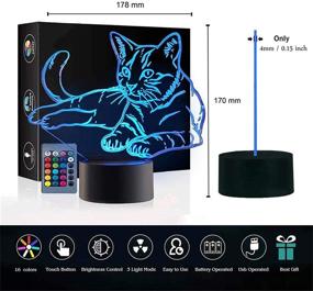 img 2 attached to Gawell 16 Colors Changing Touch Switch Cat Lover Theme Toy: Christmas Gift 🐱 Pet Cat 3D Illusion Birthday Present Beside Table Lamp with Remote Control, Decoration Night Lamp