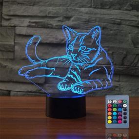 img 4 attached to Gawell 16 Colors Changing Touch Switch Cat Lover Theme Toy: Christmas Gift 🐱 Pet Cat 3D Illusion Birthday Present Beside Table Lamp with Remote Control, Decoration Night Lamp