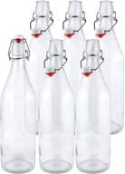 🍺 estilo swing top easy cap clear glass beer bottles: convenient set of 6, 16 oz round design logo