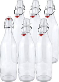 img 4 attached to 🍺 Estilo Swing Top Easy Cap Clear Glass Beer Bottles: Convenient Set of 6, 16 oz Round Design