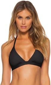 img 3 attached to 👙 Rebecca Virtue Women's Ribbed Banded Triangle Bikini Top - Becca Collection for Enhanced SEO