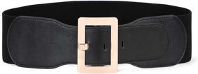 img 4 attached to 👗 Vintage Elastic Wide Waist Belt for Women - Stylish Dress Accessory with Metal Buckle