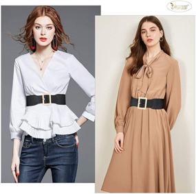 img 3 attached to 👗 Vintage Elastic Wide Waist Belt for Women - Stylish Dress Accessory with Metal Buckle