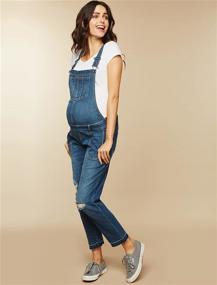 img 3 attached to 👖 Indigo Blue Side Panel Skinny Ankle Length Denim Overalls for Women by Motherhood Maternity