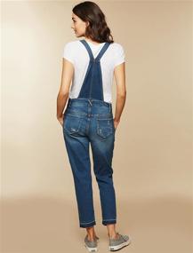 img 2 attached to 👖 Indigo Blue Side Panel Skinny Ankle Length Denim Overalls for Women by Motherhood Maternity