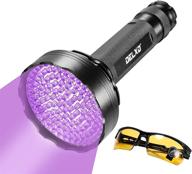 🔦 delxo black light flashlite uv flashlight: 128 leds 395nm inspection torch for pet stain detection and scorpion hunting, includes uv sunglasses and handheld blacklight for home stains logo