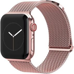 img 4 attached to 🌟 TalkWorks Stainless Steel Mesh Magnetic Loop Strap for Apple Watch 44mm / 42mm - Rose Gold, Compatible with Series 6, 5, 4, 3, 2, 1, SE - Adjustable Strap for Women/Men