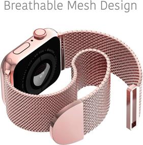 img 2 attached to 🌟 TalkWorks Stainless Steel Mesh Magnetic Loop Strap for Apple Watch 44mm / 42mm - Rose Gold, Compatible with Series 6, 5, 4, 3, 2, 1, SE - Adjustable Strap for Women/Men